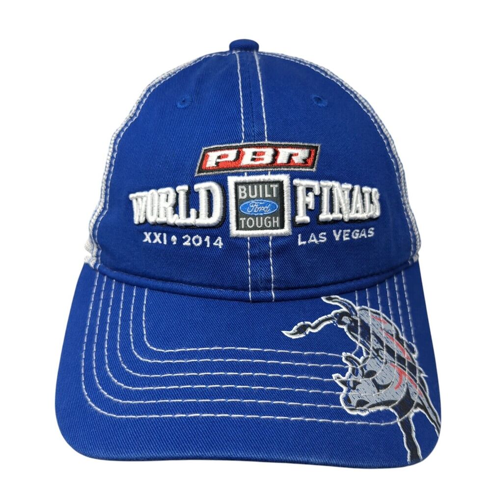 PBR World Finals Strapback Trucker Hat Blue One Size Mesh Back Ford